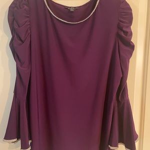 MSK Bell Sleeve Bling Top. Purple. Sz. L